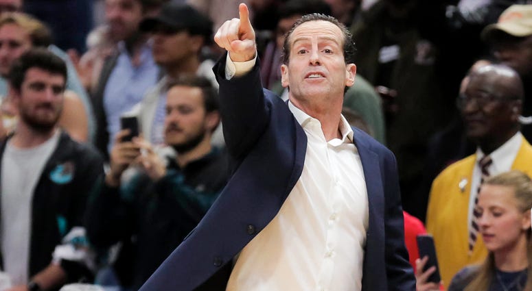 The Nets' Kenny Atkinson coaches against the Pelicans on Dec. 17, 2019, at the Smoothie King Center in New Orleans. The Nets' Kenny Atkinson coaches against the Pelicans on Dec. 17, 2019, at the Smoothie King Center in New Orleans.