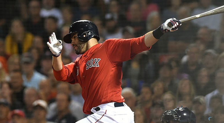 Sep 7, 2018; Boston, MA, USA; Boston Red Sox designated hitter J.D. Martinez (28) hits an RBI single to tie the game during the seventh inning against the Houston Astros at Fenway Park. Mandatory Credit: Bob DeChiara-USA TODAY Sports Sep 7, 2018; Boston, MA, USA; Boston Red Sox designated hitter J.D. Martinez (28) hits an RBI single to tie the game during the seventh inning against the Houston Astros at Fenway Park. Mandatory Credit: Bob DeChiara-USA TODAY Sports