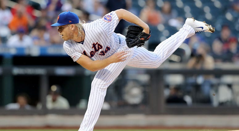 Noah Syndergaard delivers a pitch in the first inning against the Cleveland Indians on Aug. 22, 20 19, at Citi Field. Noah Syndergaard delivers a pitch in the first inning against the Cleveland Indians on Aug. 22, 2019, at Citi Field.