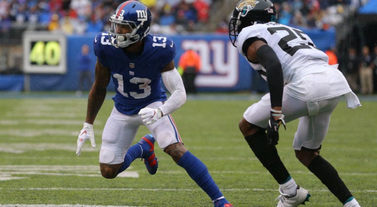 Odell Beckham Jr. runs a route against Jalen Ramsey during the second quarter at MetLife Stadium. Odell Beckham Jr. runs a route against Jalen Ramsey during the second quarter at MetLife Stadium.