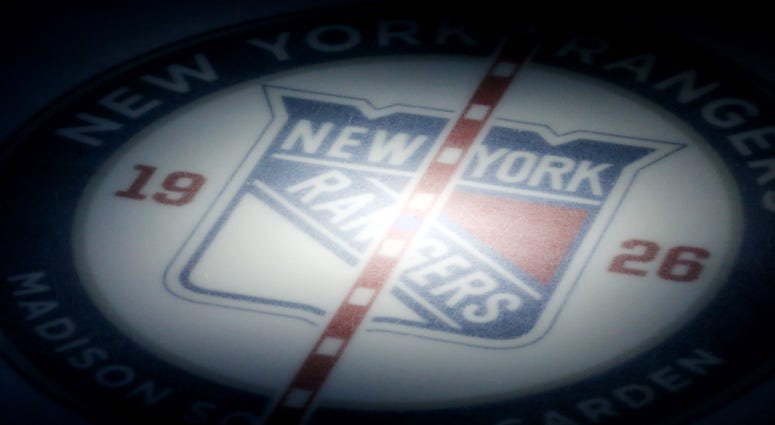 New York Rangers logo on the ice at Madison Square Garden New York Rangers logo on the ice at Madison Square Garden