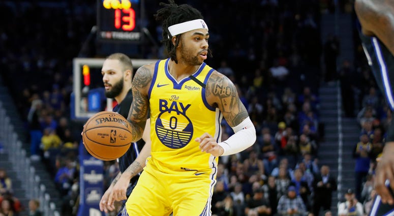 Golden State Warriors guard D'Angelo Russell handles the ball against the Orlando Magic on Jan. 18, 2020, in San Francisco. Golden State Warriors guard D'Angelo Russell handles the ball against the Orlando Magic on Jan. 18, 2020, in San Francisco.
