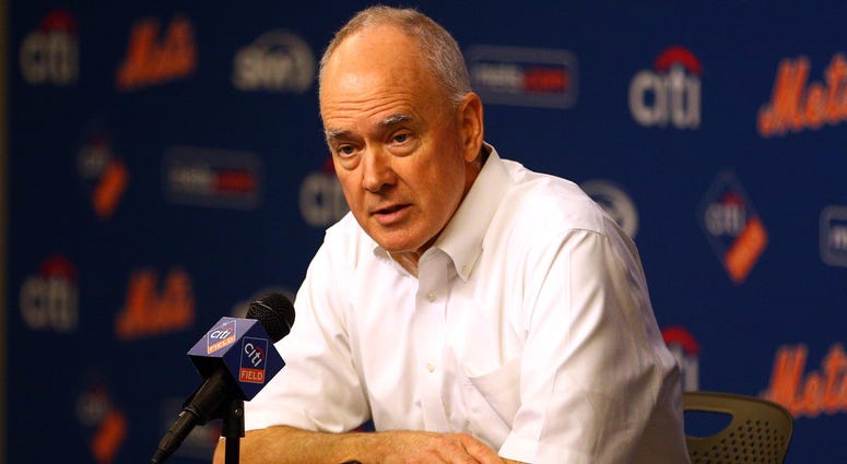 New York Mets general manager Sandy Alderson speaks to reportersat Citi Field on Aug. 1, 2016. Mandatory Credit: Brad Penner-USA TODAY Sports New York Mets general manager Sandy Alderson speaks to reportersat Citi Field on Aug. 1, 2016. Mandatory Credit: Brad Penner-USA TODAY Sports