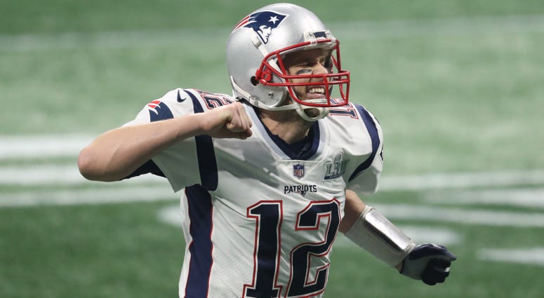 Feb 3, 2019; Atlanta, GA, USA; New England Patriots quarterback Tom Brady (12) celebrates after a Patriots touchdown against the Los Angeles Rams during the fourth quarter of Super Bowl LIII at Mercedes-Benz Stadium. Mandatory Credit: Jason Getz-USA TODAY Feb 3, 2019; Atlanta, GA, USA; New England Patriots quarterback Tom Brady (12) celebrates after a Patriots touchdown against the Los Angeles Rams during the fourth quarter of Super Bowl LIII at Mercedes-Benz Stadium. Mandatory Credit: Jason Getz-USA TODAY