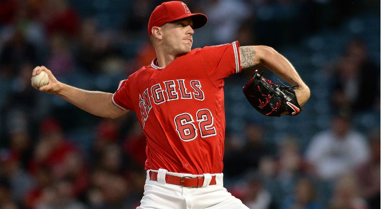 Parker Bridwell throws a pitch to a Oakland Athletics batter during the first inning at Angel Stadium of Anaheim. Parker Bridwell throws a pitch to a Oakland Athletics batter during the first inning at Angel Stadium of Anaheim.