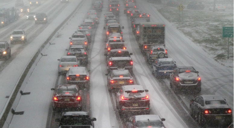Traffic going eastbound lane of Route 46 in Totowa this afternoon during the height of the snowstorm. Traffic going eastbound lane of Route 46 in Totowa this afternoon during the height of the snowstorm.