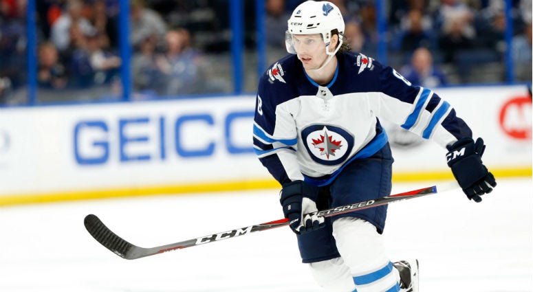 Jacob Trouba during the third period at Amalie Arena. Jacob Trouba during the third period at Amalie Arena.