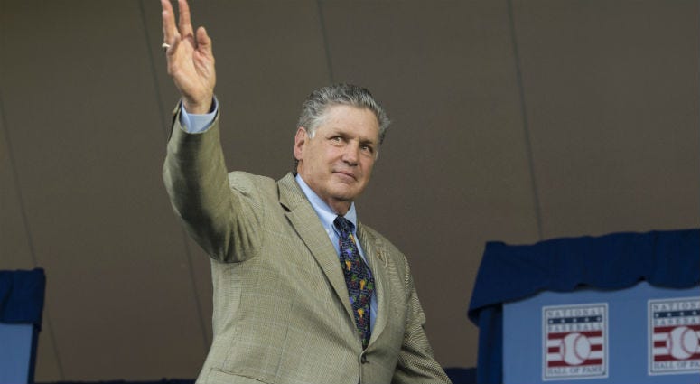 Tom Seaver waves to the crowd after being introduced during the Hall of Fame Induction Ceremonies at Clark Sports Center. Tom Seaver waves to the crowd after being introduced during the Hall of Fame Induction Ceremonies at Clark Sports Center.