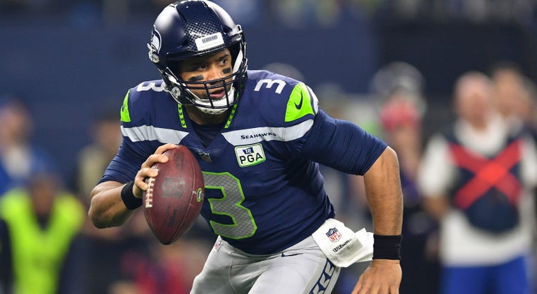 Jan 5, 2019; Arlington, TX, USA; Seattle Seahawks quarterback Russell Wilson (3) against the Dallas Cowboys in the first quarter in a NFC Wild Card playoff football game at AT&T Stadium. Mandatory Credit: Shane Roper-USA TODAY Sports Jan 5, 2019; Arlington, TX, USA; Seattle Seahawks quarterback Russell Wilson (3) against the Dallas Cowboys in the first quarter in a NFC Wild Card playoff football game at AT&T Stadium. Mandatory Credit: Shane Roper-USA TODAY Sports