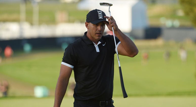 Brooks Koepka on the 18th hole during the third round of the PGA Championship golf tournament at Bethpage State Park - Black Course. Brooks Koepka on the 18th hole during the third round of the PGA Championship golf tournament at Bethpage State Park - Black Course.