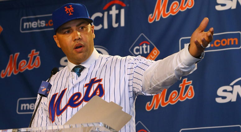 Carlos Beltran speaks after being introduced as manager of the New York Mets during a press conference at Citi Field on Nov. 4, 2019. Carlos Beltran speaks after being introduced as manager of the New York Mets during a press conference at Citi Field on Nov. 4, 2019.