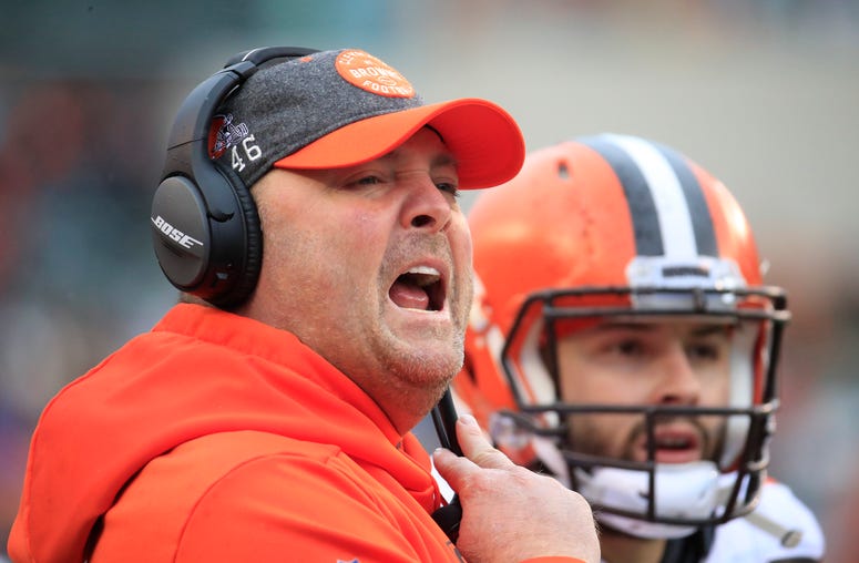 Freddie Kitchens the head coach of the Cleveland Browns watches the action during the game against the Cincinnati Bengals at Paul Brown Stadium on December 29, 2019 in Cincinnati, Ohio. Freddie Kitchens the head coach of the Cleveland Browns watches the action during the game against the Cincinnati Bengals at Paul Brown Stadium on December 29, 2019 in Cincinnati, Ohio.