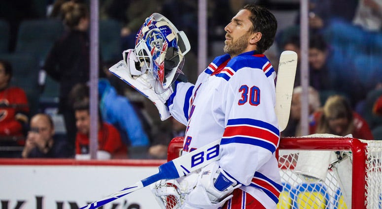 Rangers goaltender Henrik Lundqvist reacts against the Flames on Jan. 2, 2020, at Scotiabank Saddledome in Calgary, Alberta. Rangers goaltender Henrik Lundqvist reacts against the Flames on Jan. 2, 2020, at Scotiabank Saddledome in Calgary, Alberta.