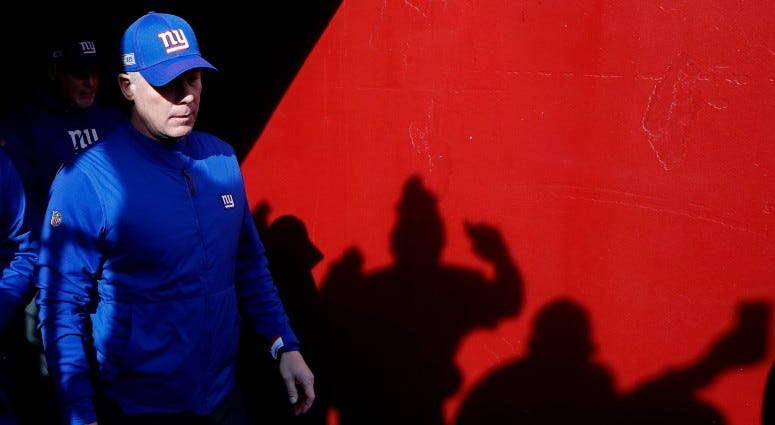 New York Giants head coach Pat Shurmur walks out of the tunnel onto the field prior to the Giants game against the Washington Redskins on Dec 22, 2019 at FedExField. New York Giants head coach Pat Shurmur walks out of the tunnel onto the field prior to the Giants game against the Washington Redskins on Dec 22, 2019 at FedExField.