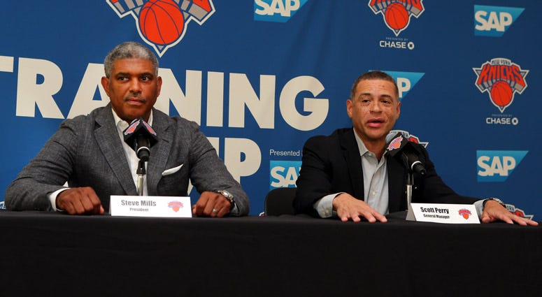 Knicks president Steve Mills (left) and general manager Scott Perry Knicks president Steve Mills (left) and general manager Scott Perry