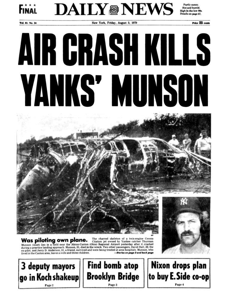 Front page of the New York Daily News on Aug. 3, 1979 Front page of the New York Daily News on Aug. 3, 1979