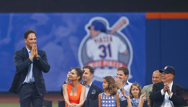 Mike Piazza waves to the fans before his number retirement ceremony before the start of a game between the Colorado Rockies and Mets at Citi Field on July 30, 2016. Mike Piazza waves to the fans before his number retirement ceremony before the start of a game between the Colorado Rockies and Mets at Citi Field on July 30, 2016.
