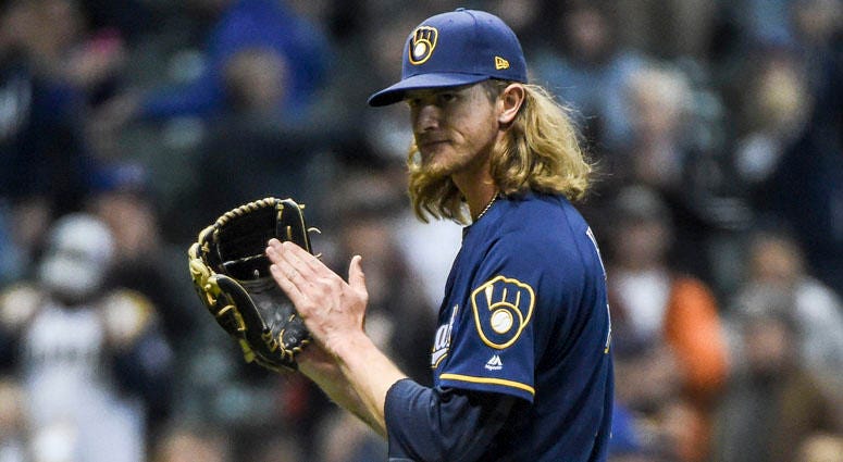 Brewers pitcher Josh Hader reacts after picking up a save to help the Brewers beat the Colorado Rockies on April 30, 2019, at Miller Park in Milwaukee. Brewers pitcher Josh Hader reacts after picking up a save to help the Brewers beat the Colorado Rockies on April 30, 2019, at Miller Park in Milwaukee.