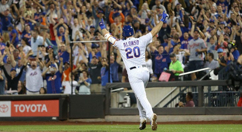Pete Alonso rounds the bases after hitting his 53rd home run of the season on Sept. 28, 2019, against the Braves. Pete Alonso rounds the bases after hitting his 53rd home run of the season on Sept. 28, 2019, against the Braves.