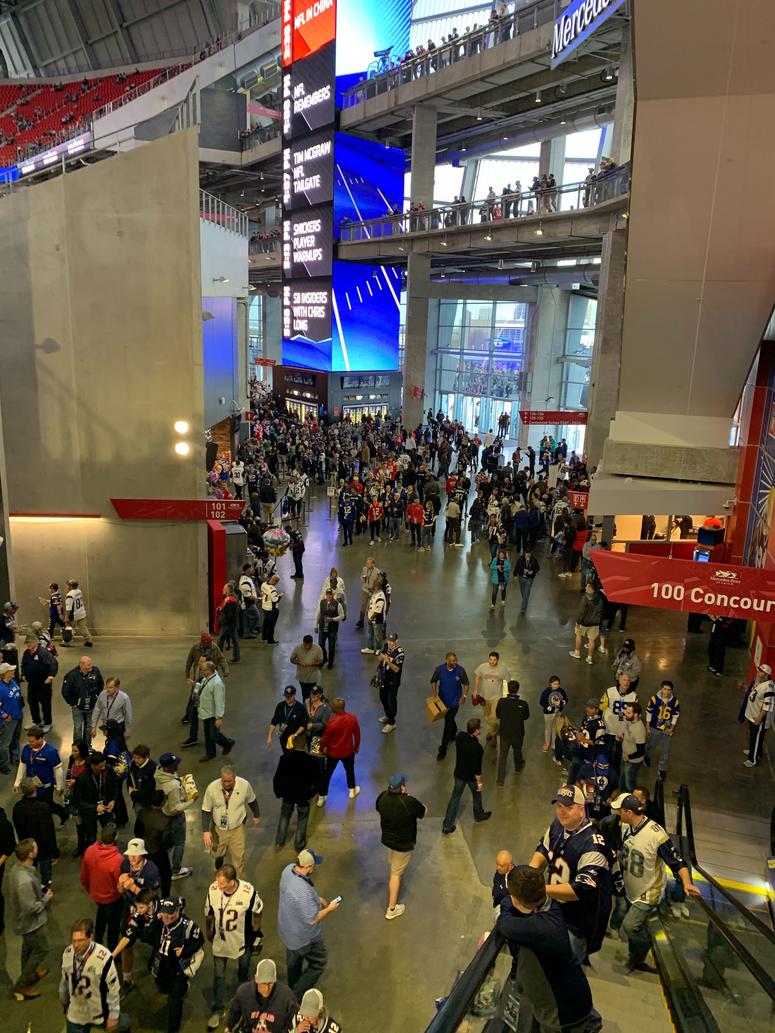 Fans gather inside Mercedes-Benz Stadium. (Credit: Adam W. Bloom) Fans gather inside Mercedes-Benz Stadium. (Credit: Adam W. Bloom)