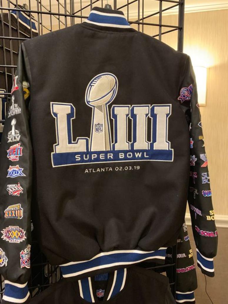 Official Super Bowl jacket on display at Mercedes-Benz Stadium. (Credit: Adam W. Bloom) Official Super Bowl jacket on display at Mercedes-Benz Stadium. (Credit: Adam W. Bloom)