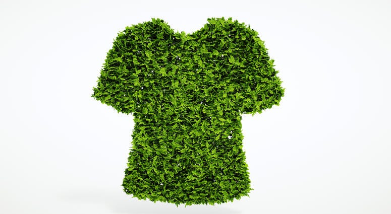 Sustainable clothing: T-shirt made from green leaves