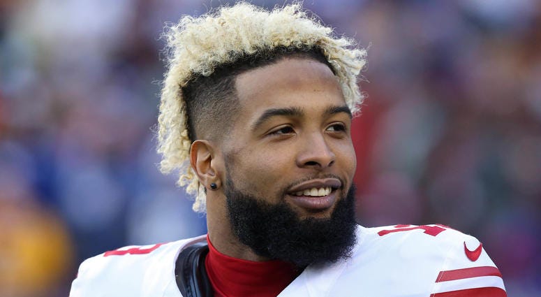 Odell Beckham Jr. stands on the field prior to the Giants' game against the Washington Redskins at FedEx Field Odell Beckham Jr. stands on the field prior to the Giants' game against the Washington Redskins at FedEx Field