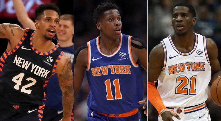 From left, Lance Thomas, Frank Ntilikina and Damyean Dotson From left, Lance Thomas, Frank Ntilikina and Damyean Dotson