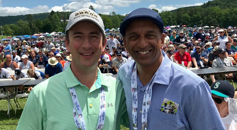 Sweeny Murti with Tyler Kepner at the 2019 Baseball Hall of Fame induction ceremony Sweeny Murti with Tyler Kepner at the 2019 Baseball Hall of Fame induction ceremony