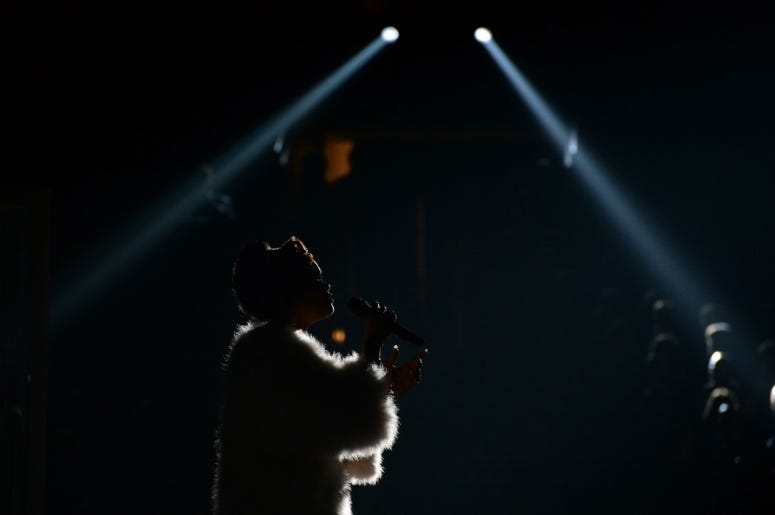 Andra Day performs during the 58th Grammy Awards at the Staples Center. Andra Day performs during the 58th Grammy Awards at the Staples Center.