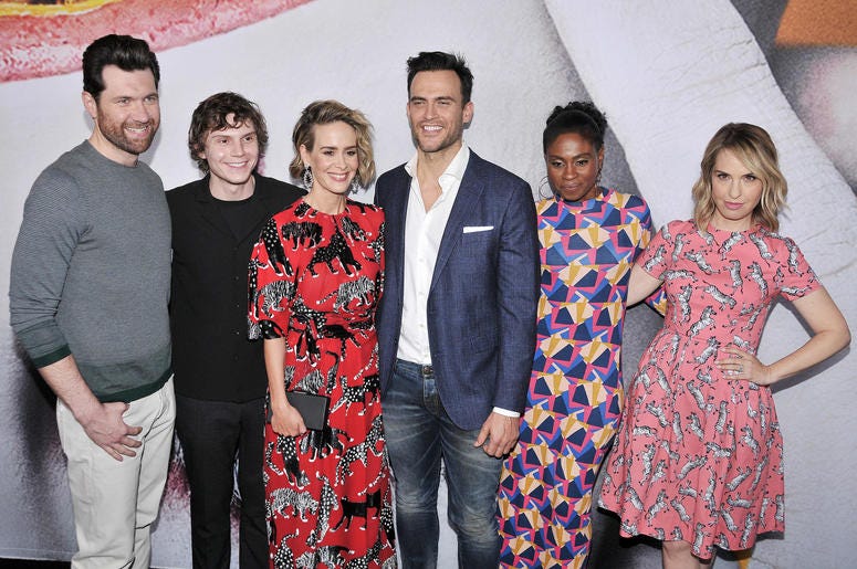 Billy Eichner, Evan Peters, Sarah Paulson, Cheyenne Jackson, Adina Porter and Leslie Grossman Billy Eichner, Evan Peters, Sarah Paulson, Cheyenne Jackson, Adina Porter and Leslie Grossman