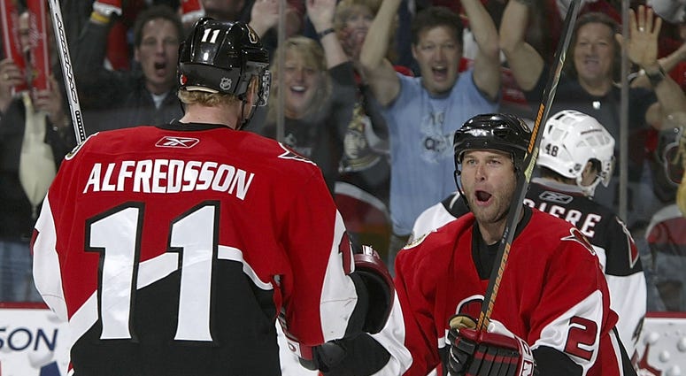 Daniel Alfredsson and Bryan Smolinski