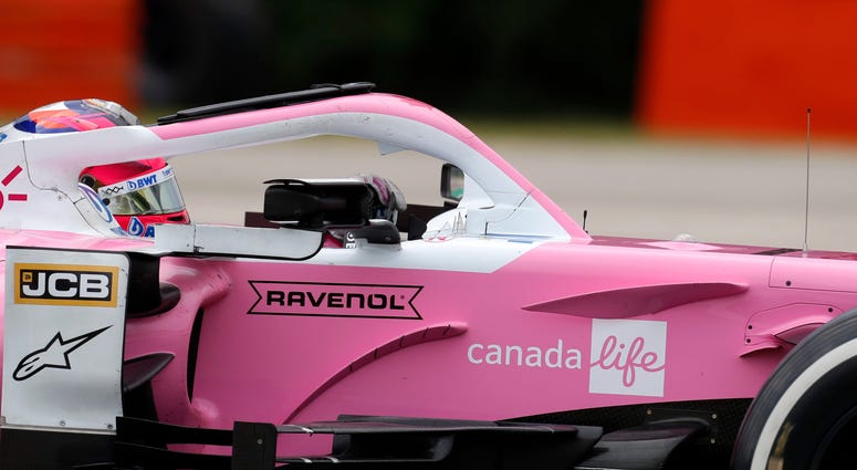 Sergio Perez of Mexico steers his car during the Hungarian Formula One Grand Prix at the Hungaroring racetrack in Mogyorod, Hungary, Sunday, July 19, 2020.