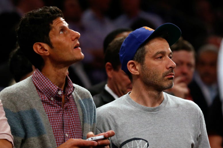 Mike D and Adam Horovitz of the Beastie Boys during game five in the second round of the 2013 NBA Playoffs Mike D and Adam Horovitz of the Beastie Boys during game five in the second round of the 2013 NBA Playoffs