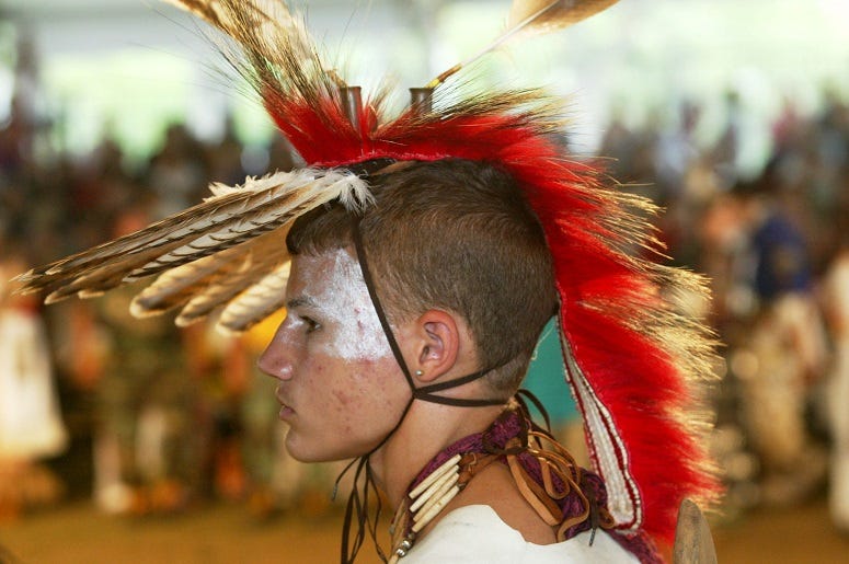 Daniel Gear, of Monacan Tribe of Virginia, takes part in the Smithsonian's pow wow marking the continuing construction of the National Museum of the American Indian on the National Mall September 15, 2002 in Washington, D.C. - Daniel Gear, of Monacan Tribe of Virginia, takes part in the Smithsonian's pow wow marking the continuing construction of the National Museum of the American Indian on the National Mall September 15, 2002 in Washington, D.C. -