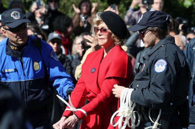 Jane Fonda is ending her "Fire Drill Fridays". Jane Fonda is ending her "Fire Drill Fridays".