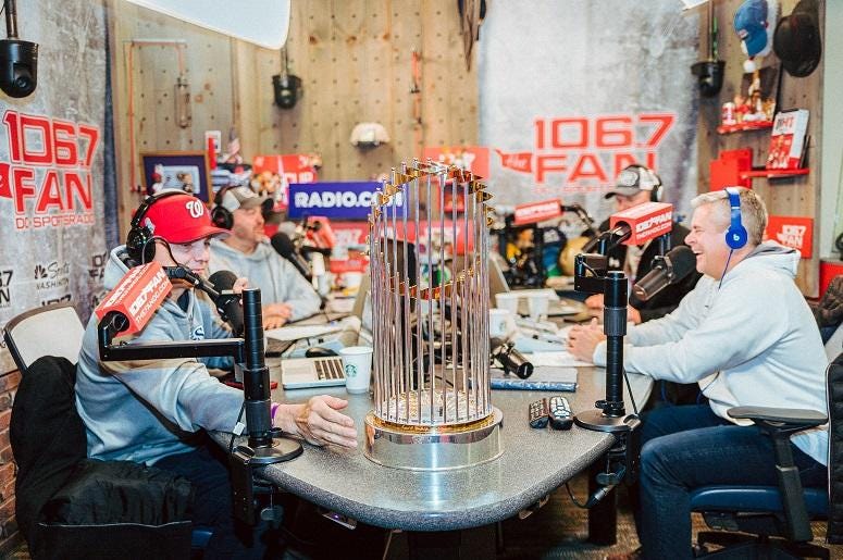 The trophy made a stop with The Sports Junkies. The trophy made a stop with The Sports Junkies.