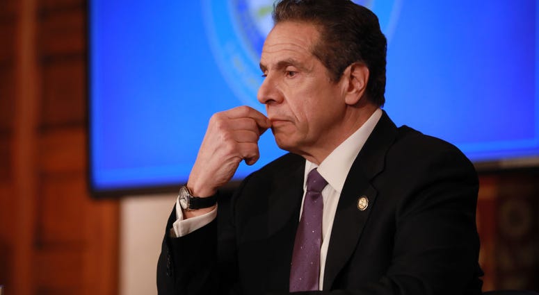 New York Governor Andrew Cuomo gives his a press briefing about the coronavirus crisis on April 17, 2020 in Albany, New York.