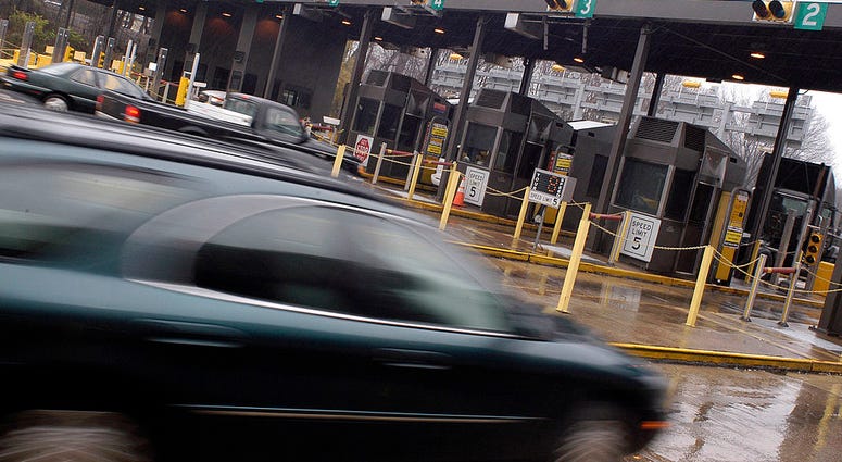 Traffic flows through an entrance to the Pennsylvania Turnpike, whose union is on strike, November 24, 2004 in Willow Grove, Pennsylvania. Traffic flows through an entrance to the Pennsylvania Turnpike, whose union is on strike, November 24, 2004 in Willow Grove, Pennsylvania.