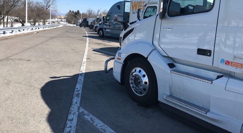 Pennsylvania state troopers run a checkpoint for tractor trailers at the Interstate 81 northbound mile 79.5 rest area near Grantville on March 5, 2019. Pennsylvania state troopers run a checkpoint for tractor trailers at the Interstate 81 northbound mile 79.5 rest area near Grantville on March 5, 2019.