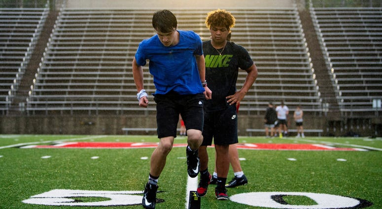 Maryville High football players participate in summer workouts at the school s stadium in Maryville on Tuesday, May 19, 2020. Maryville High football players participate in summer workouts at the school s stadium in Maryville on Tuesday, May 19, 2020.