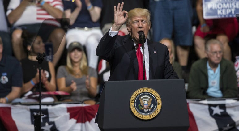 President Donald Trump speaks at the US Cellular Center for a rally. President Donald Trump speaks at the US Cellular Center for a rally.