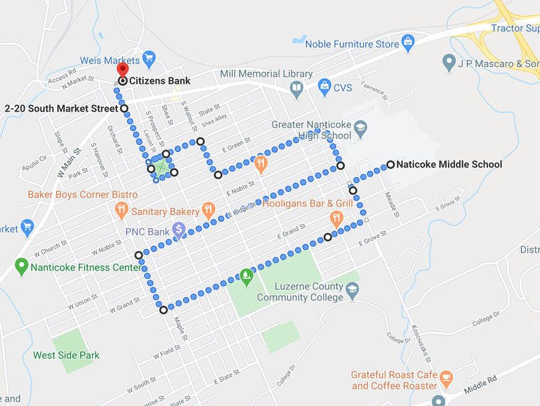 Parade Route for Rockin the County from Google