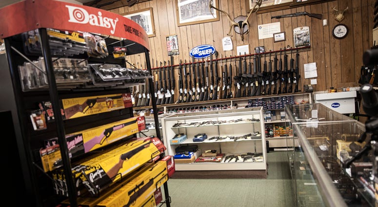 26 DECEMBER 2012 - Pennsylvania - Rifles for sale on display inside an undisclosed sports store in the state Pennsylvania, photographed on November 20, 2010. 26 DECEMBER 2012 - Pennsylvania - Rifles for sale on display inside an undisclosed sports store in the state Pennsylvania, photographed on November 20, 2010.