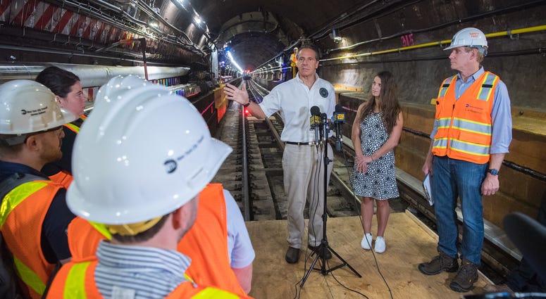 Cuomo tours the L train tunnel. Cuomo tours the L train tunnel