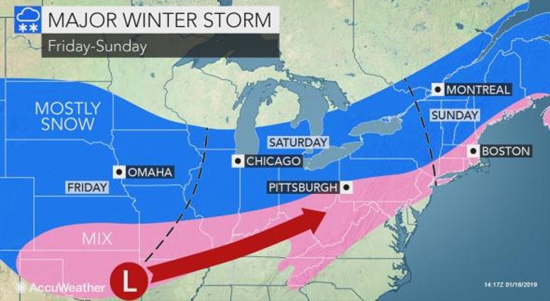 Saturday night's storm will be the bigger of the two. Winter storm
