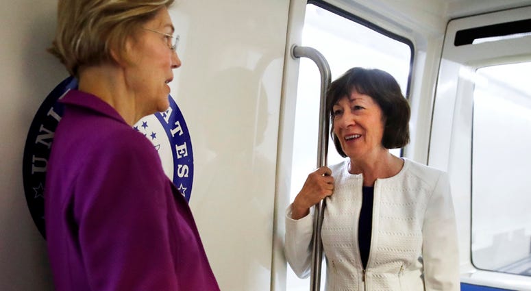 Sen. Elizabeth Warren, D-Mass., left, and Sen. Susan Collins Susan Collins Ap