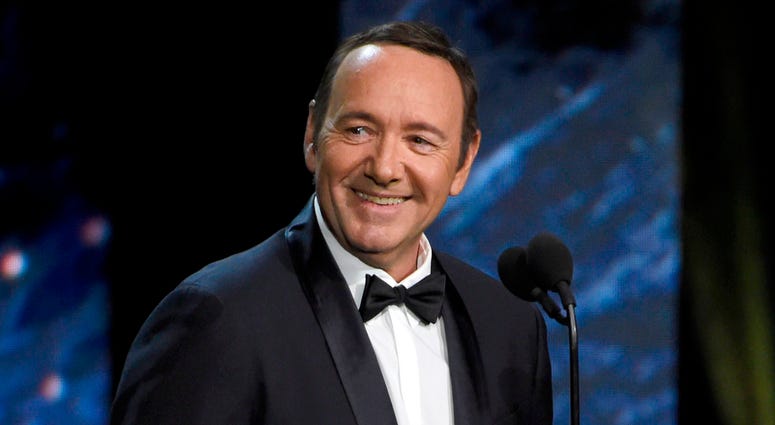 FILE - In this Oct. 27, 2017, file photo, Kevin Spacey presents the award for excellence in television at the BAFTA Los Angeles Britannia Awards FILE - In this Oct. 27, 2017, file photo, Kevin Spacey presents the award for excellence in television at the BAFTA Los Angeles Britannia Awards