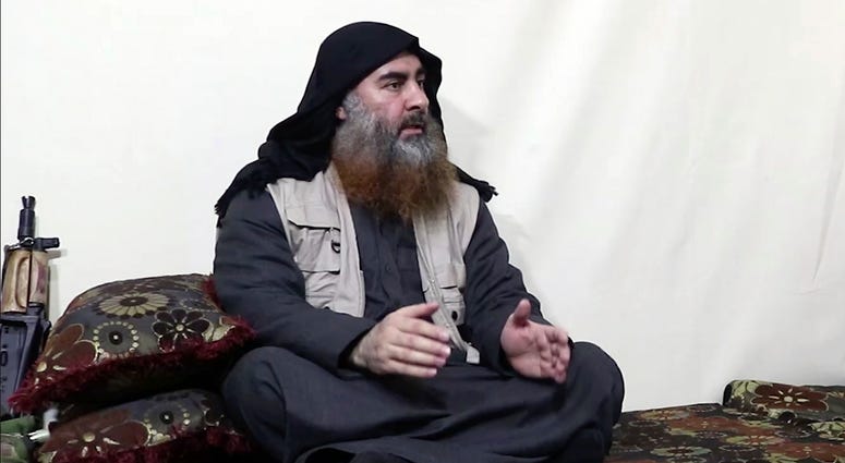 This image made from video posted on a militant website on Monday, April 29, 2019, purports to show the leader of the Islamic State group, Abu Bakr al-Baghdadi This image made from video posted on a militant website on Monday, April 29, 2019, purports to show the leader of the Islamic State group, Abu Bakr al-Baghdadi