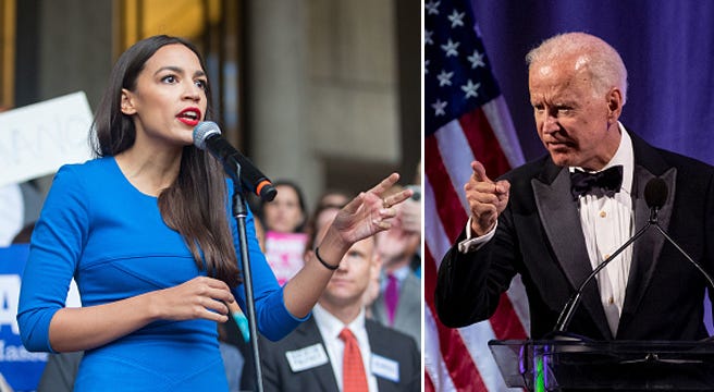 Joe Biden and Alexandria Ocasio-Cortez Joe Biden and Alexandria Ocasio-Cortez